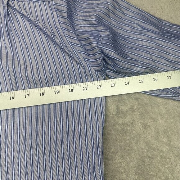 Ted Baker Archive Shirt Mens Size 16 Blue Striped Preppy Long Sleeve Herringbone - Picture 11 of 15